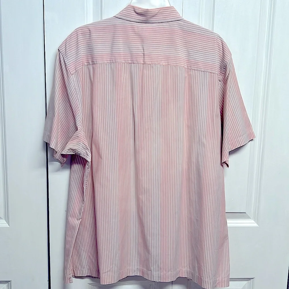 Banana Republic White Pink Purple Pinstriped Pocket Short Sleeve Shirt Size XL